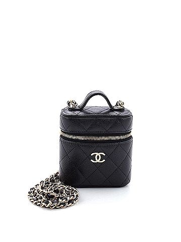 Chanel Handle with Care Vanity Case with Chain Quilted Caviar (view 1)