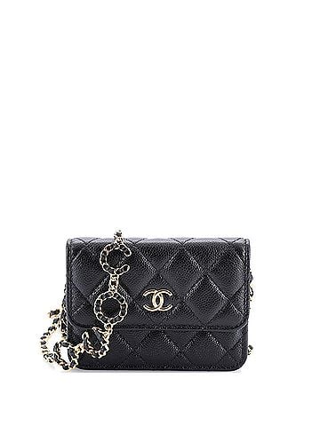 Chanel Miss Coco Strap Flap Clutch with Chain Quilted Caviar Mini (view 1)