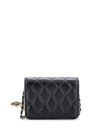 Chanel Miss Coco Strap Flap Clutch with Chain Quilted Caviar Mini (view 2)