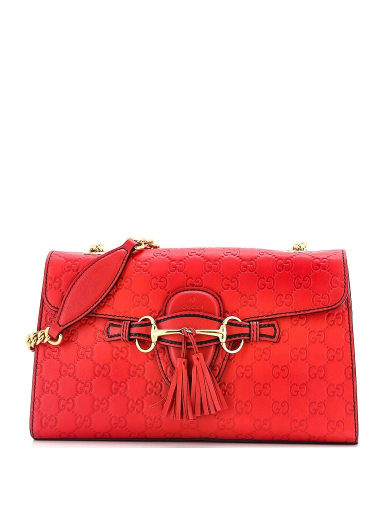 Gucci 100% Leather Red Emily Chain Flap Bag Guccissima Leather Medium One size - photo 1