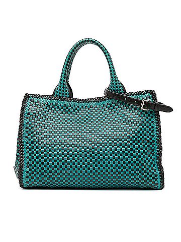 Prada Goatskin Woven Madras Satchel (view 1)