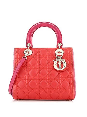 Christian Dior Bicolor Lady Dior Bag Cannage Quilt Lambskin Medium (view 1)