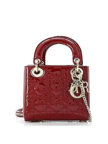 Christian Dior Lady Dior Chain Bag Cannage Quilt Patent Mini (view 1)
