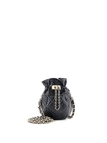 Chanel Drawstring CC Round Bucket Clutch with Chain Quilted Lambskin Mini (view 1)