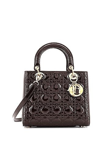 Christian Dior Lady Dior Bag Cannage Quilt Patent Medium (view 1)
