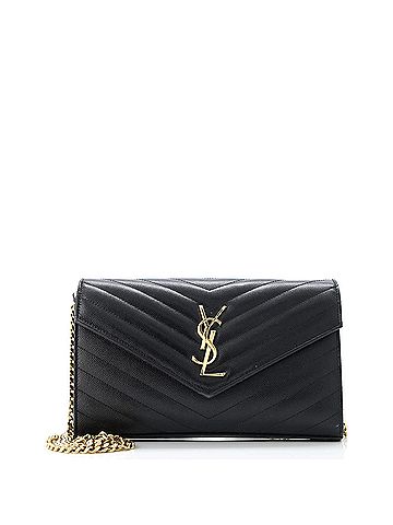 Saint Laurent Classic Monogram Wallet on Chain Matelasse Chevron Leather Medium (view 1)