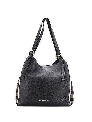 Burberry Canterbury Tote Leather and House Check Canvas Small (view 1)
