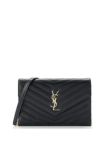 Saint Laurent Classic Monogram Wallet on Chain Matelasse Chevron Leather Small (view 1)