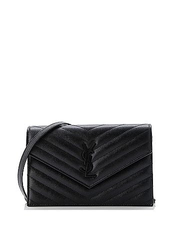 Saint Laurent Classic Monogram Wallet on Chain Matelasse Chevron Leather Small (view 1)