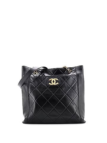 Chanel CC Front Pocket Shopping Tote Quilted Calfskin Small (view 1)