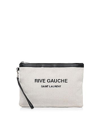 Saint Laurent Canvas Rive Gauche Wristlet Clutch (view 1)