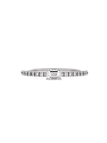 Cartier Etincelle de Cartier Solitaire Ring 18K White Gold with Emerald Cut Diamond and Pave Diamonds (view 1)