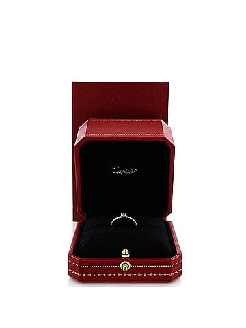 Cartier Etincelle de Cartier Solitaire Ring 18K White Gold with Emerald Cut Diamond and Pave Diamonds (view 2)