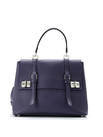 Prada Half Flap Double Turn Lock Satchel Saffiano Leather Medium (view 1)