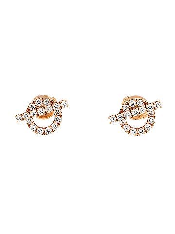 Hermès Finesse Stud Earrings 18K Rose Gold and Diamonds (view 1)