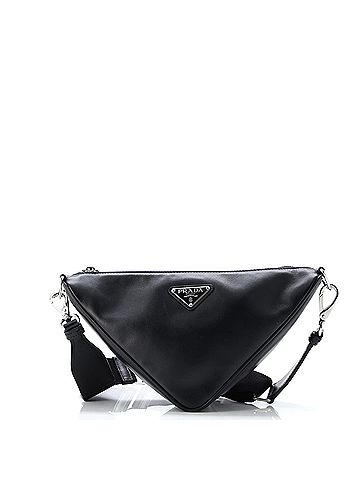 Prada Triangle Logo Zip Crossbody Bag Soft Leather Small (view 1)