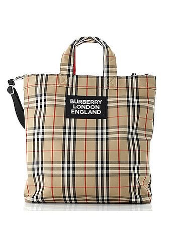Burberry Artie Convertible Tote Bag Vintage Check Canvas (view 1)