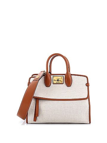 Salvatore Ferragamo Studio Soft Satchel Canvas Small (view 1)