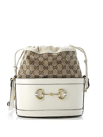 Gucci Horsebit 1955 Bucket Crossbody Bag Leather and GG Canvas Small (view 1)