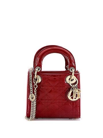 Christian Dior Lady Dior Chain Bag Cannage Quilt Patent Mini (view 1)