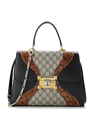 Gucci Osiride Top Handle Bag GG Coated Canvas and Leather with Snakeskin Medium (view 1)