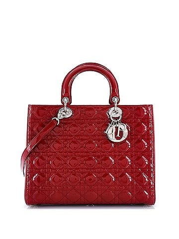 Christian Dior Lady Dior Bag Cannage Quilt Patent Large (view 1)