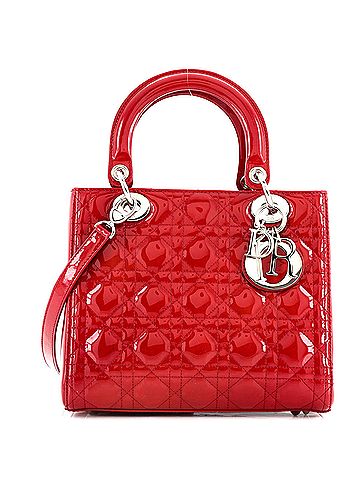 Christian Dior Vintage Lady Dior Bag Cannage Quilt Patent Medium (view 1)