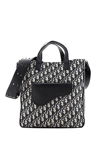 Christian Dior Saddle Tote Oblique Canvas and Leather Tall (view 1)