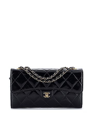 Chanel CC Eyelet Chain Clutch Quilted Patent (view 1)