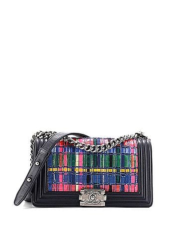 Chanel Boy Flap Bag Woven PVC with Lambskin Old Medium (view 1)