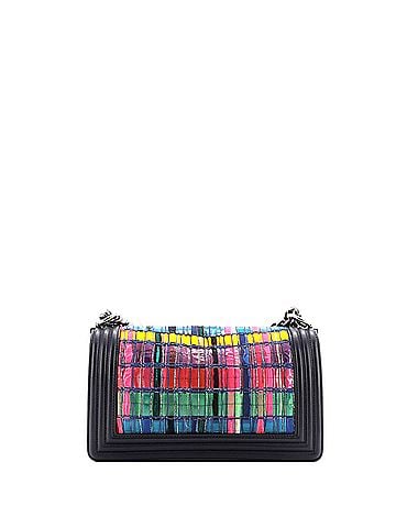 Chanel Boy Flap Bag Woven PVC with Lambskin Old Medium (view 2)