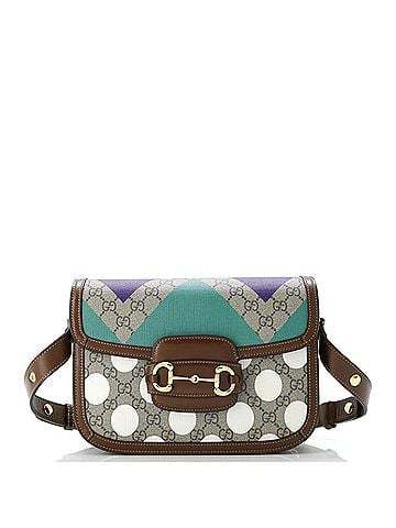 Gucci Horsebit 1955 Shoulder Bag Printed GG Coated Canvas with Leather Small (view 1)