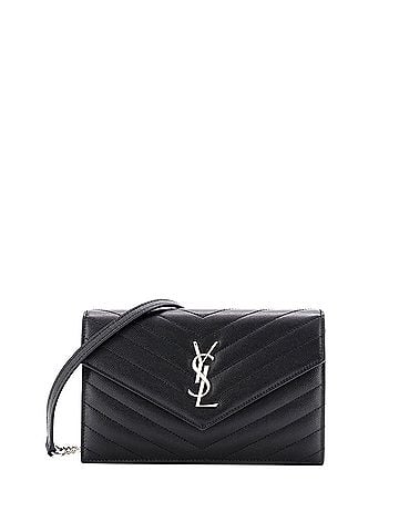 Saint Laurent Classic Monogram Wallet on Chain Matelasse Chevron Leather Small (view 1)