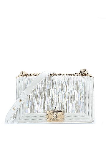 Chanel Boy Flap Bag Sequin and Pearl Embellished Leather Old Medium (view 1)