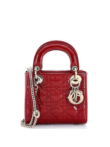Christian Dior Lady Dior Chain Bag Cannage Quilt Patent Mini (view 1)