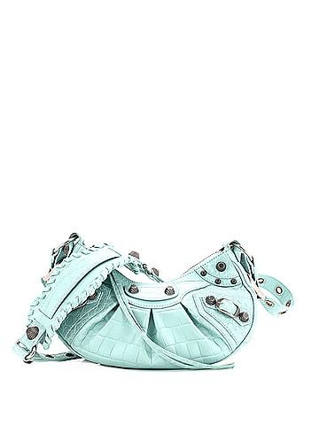 Balenciaga Le Cagole Giant Studs Shoulder Bag Crocodile Embossed Leather XS (view 1)