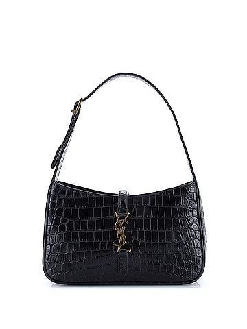 Saint Laurent Le 5 a 7 Hobo Crocodile Embossed Leather Small (view 1)
