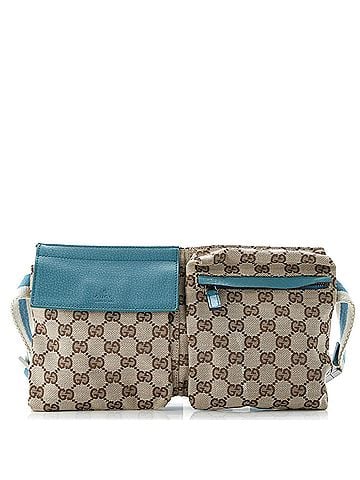Gucci Vintage Double Belt Bag GG Canvas with Leather (view 1)