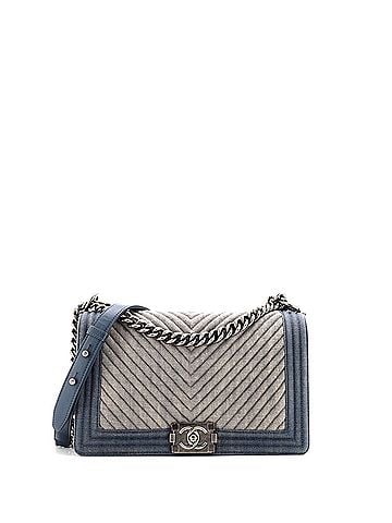 Chanel Boy Flap Bag Chevron Denim New Medium (view 1)