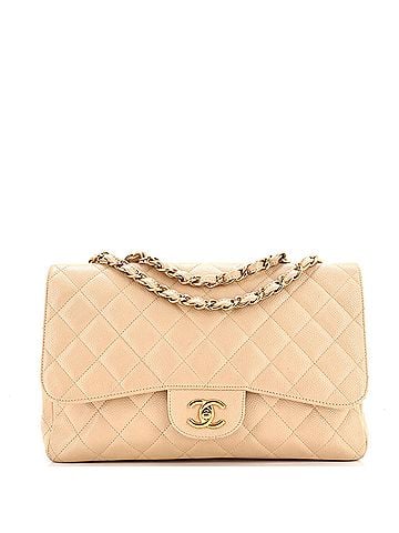 Chanel Vintage Classic Single Flap Bag Quilted Caviar Jumbo (view 1)
