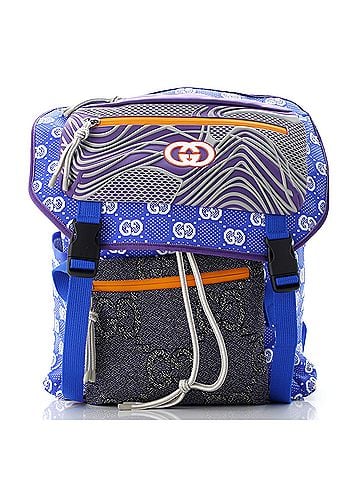 Gucci Panelled Double Buckle Backpack GG Jacquard Nylon and Rubber Large (view 1)