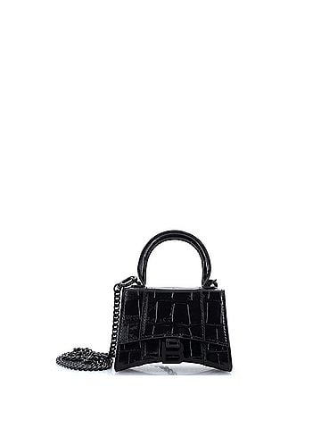 Balenciaga Hourglass Chain Top Handle Bag Crocodile Embossed Leather Mini (view 1)