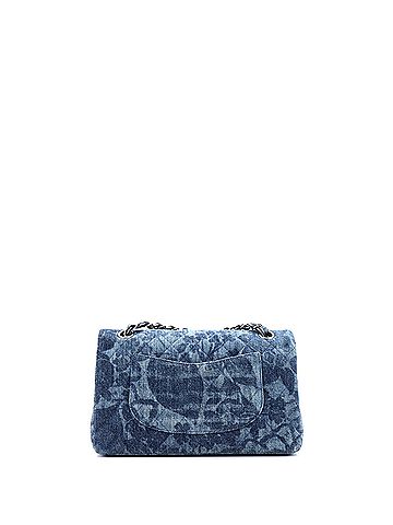 Chanel Camellia Classic Double Flap Bag Quilted Printed Denim Medium (view 2)