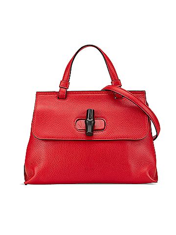 Gucci Medium Leather Bamboo Daily Satchel (view 1)