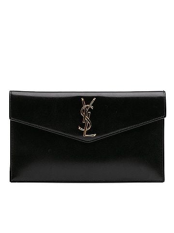 Saint Laurent Smooth Shiny Calfskin Monogram Uptown Pouch (view 1)