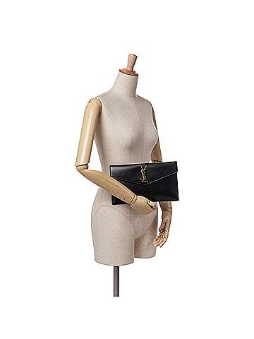 Saint Laurent Smooth Shiny Calfskin Monogram Uptown Pouch (view 2)
