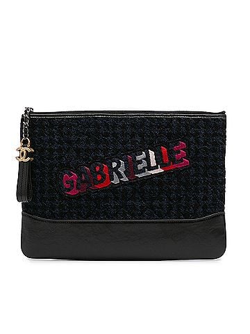 Chanel Quilted Tweed and Calfskin Embroidered Gabrielle Clutch (view 1)