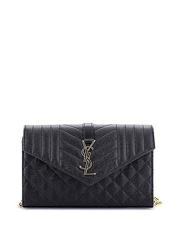 Saint Laurent Classic Monogram Chain Wallet Mixed Matelasse Leather Medium (view 1)