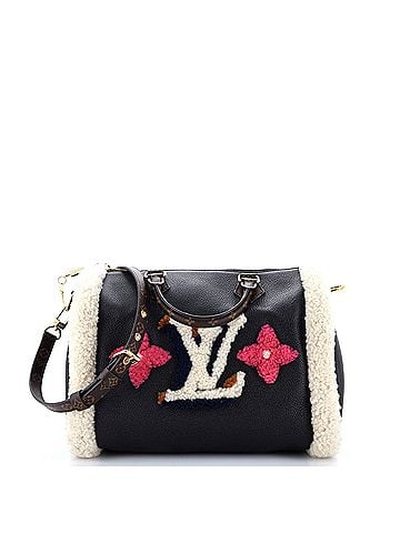 Louis Vuitton Speedy Bandouliere Bag Leather and Monogram Teddy Shearling 30 (view 1)