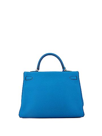 Hermès Kelly Handbag Blue Clemence with Palladium Hardware 35 (view 2)